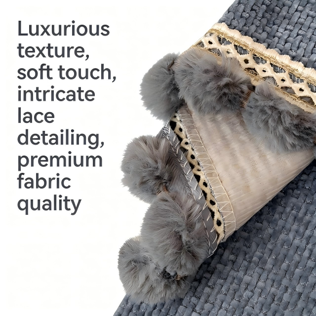 Chenille Cream Hairball Edge Sofa Cover Solid Color