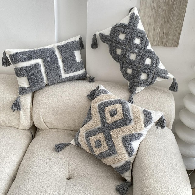 Bohemian Macrame Cushion Cover Embroidery Tufted Tass