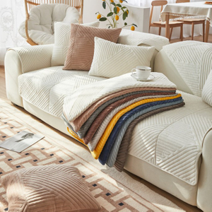 Plush Super Soft Quilted Thickened Sofa Cushion Cover