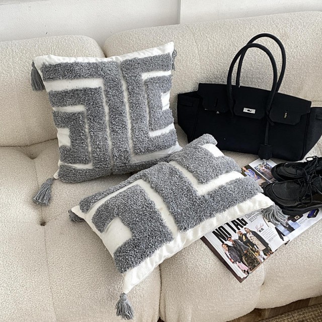 Bohemian Macrame Cushion Cover Embroidery Tufted Tass