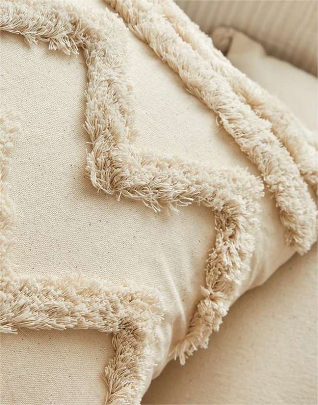 Bohemian Style Tufted Pillow Cushion Cover Plain Canvas Pillow Covers