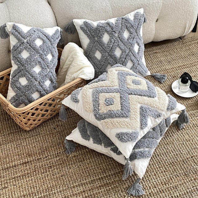 Bohemian Macrame Cushion Cover Embroidery Tufted Tass